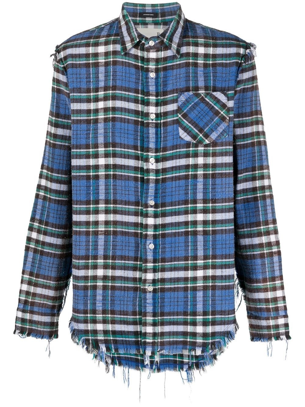 bleached-distressed plaid shirt - 1