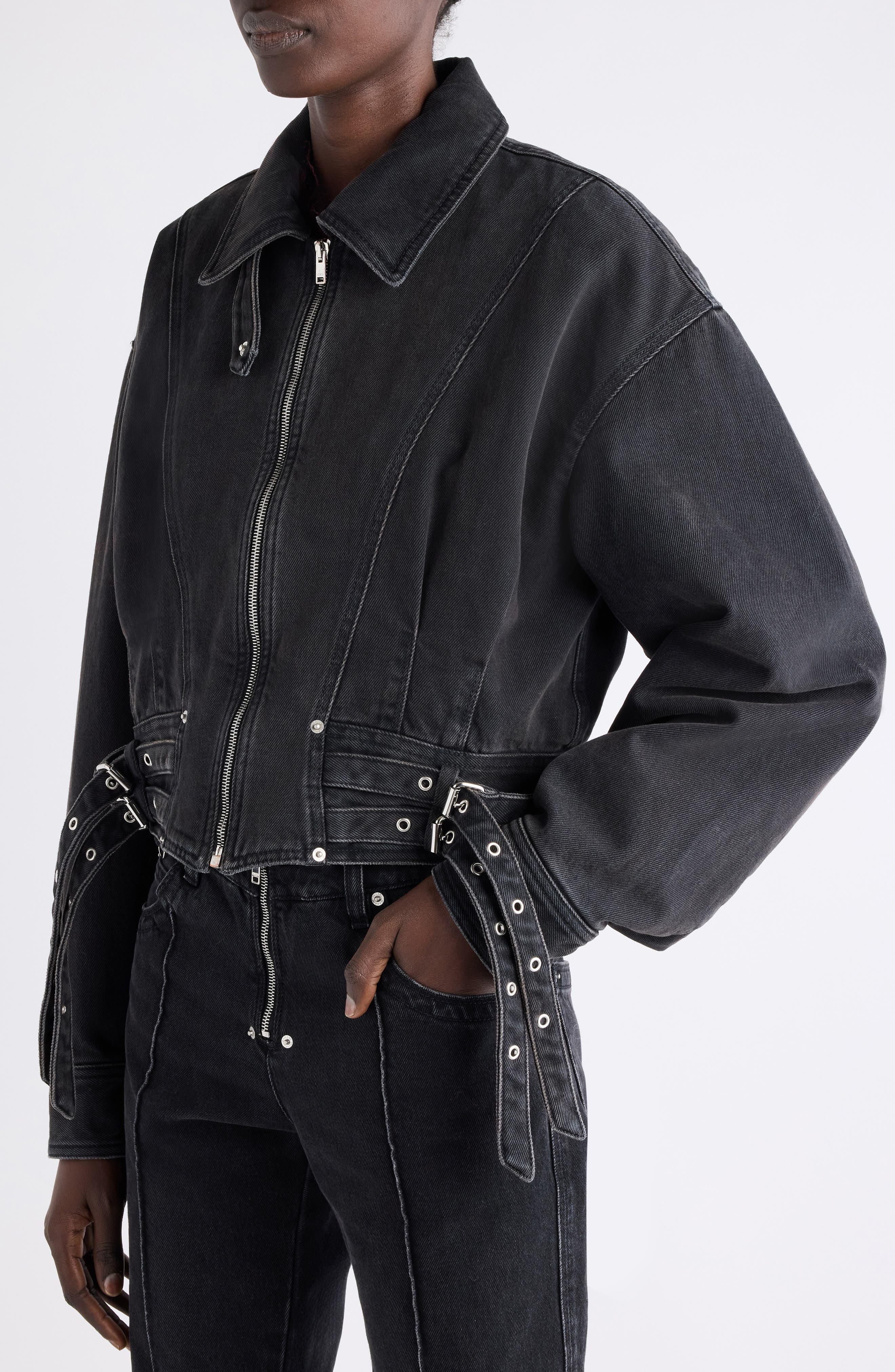 Isabel Marant Santa Crop Denim Jacket in Black at Nordstrom - 5