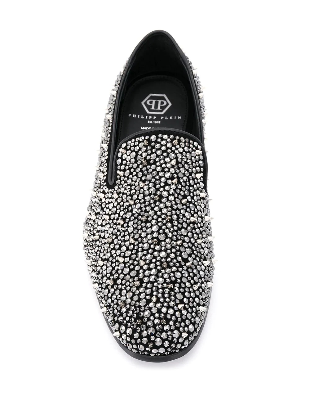 rhinestone studded loafers - 4