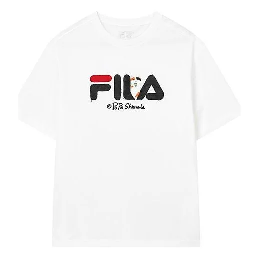Men's FILA x Pepe Shimada Crossover Casual Breathable Printing Sports Short Sleeve White T-Shirt F11 - 1