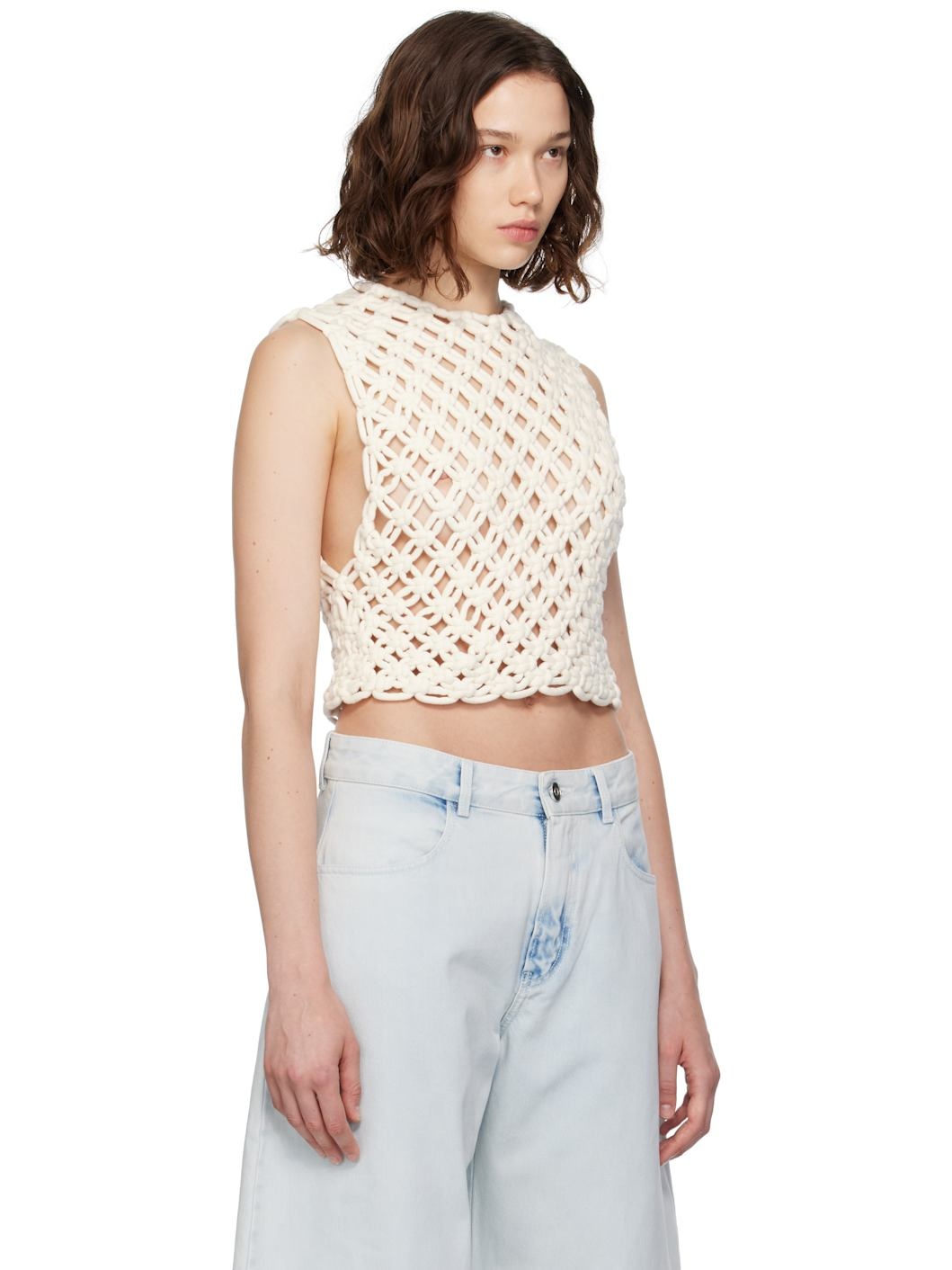 Off-White Hand Knotted Tank Top - 2