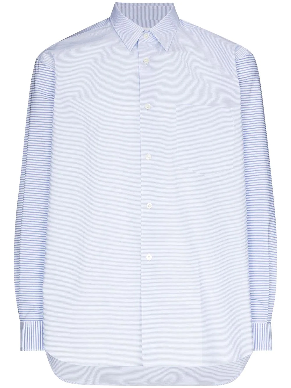 panelled striped buttoned shirt - 1