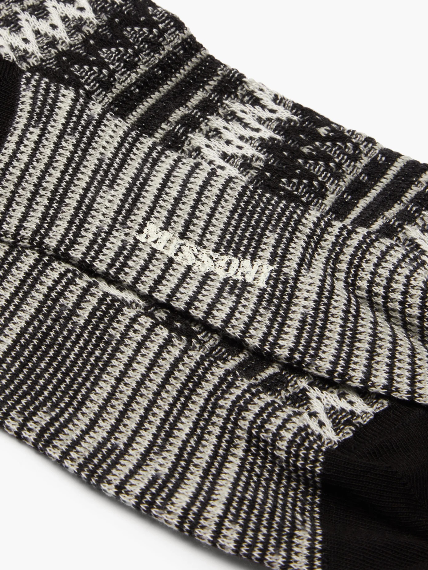 Space-dyed zigzag-striped cotton- blend socks - 3