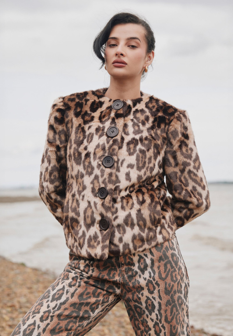 House of Sunny COLLARLESS LEOPARD JACKET outlook