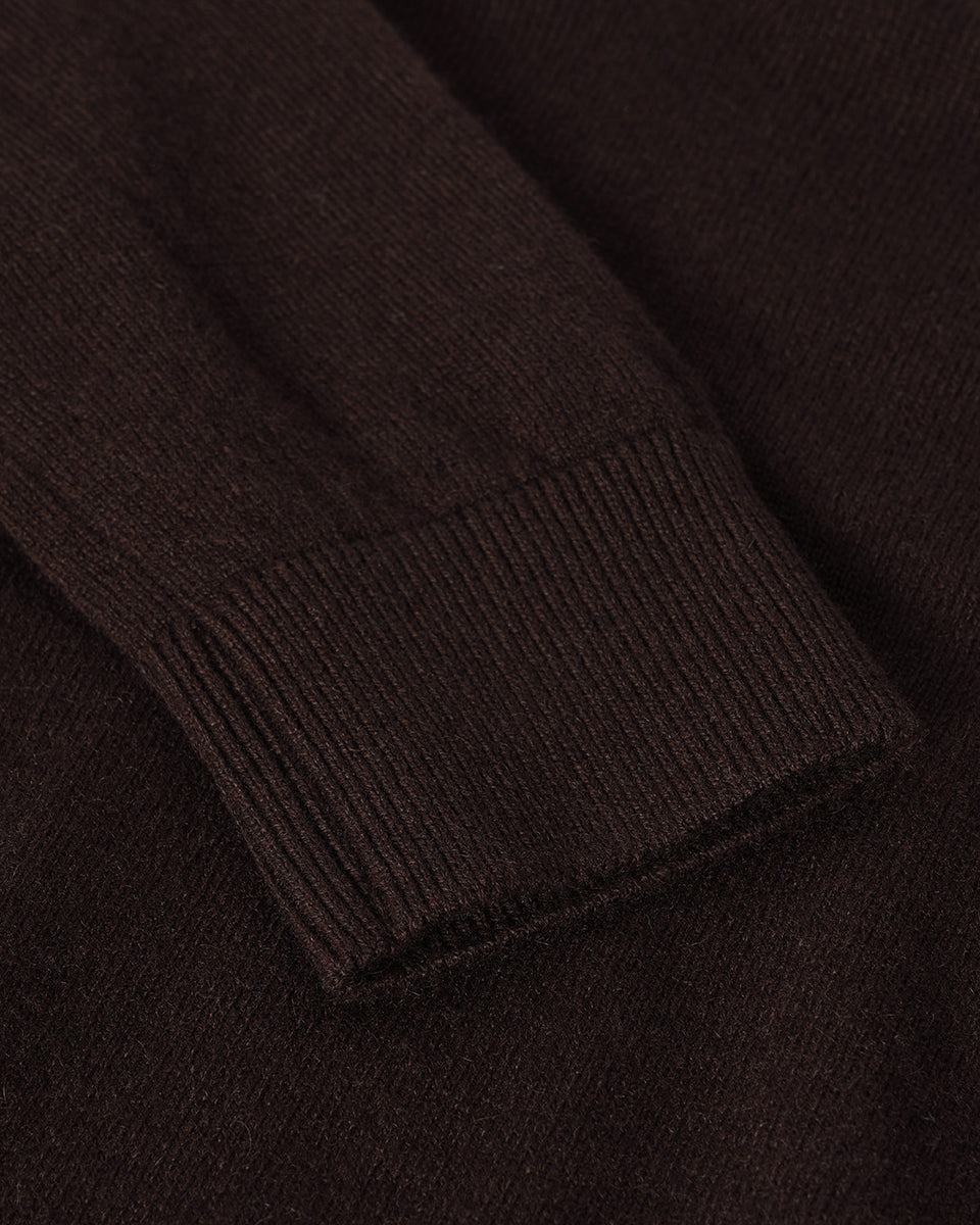 Classic Cashmere Brown V Neck Jumper - 6