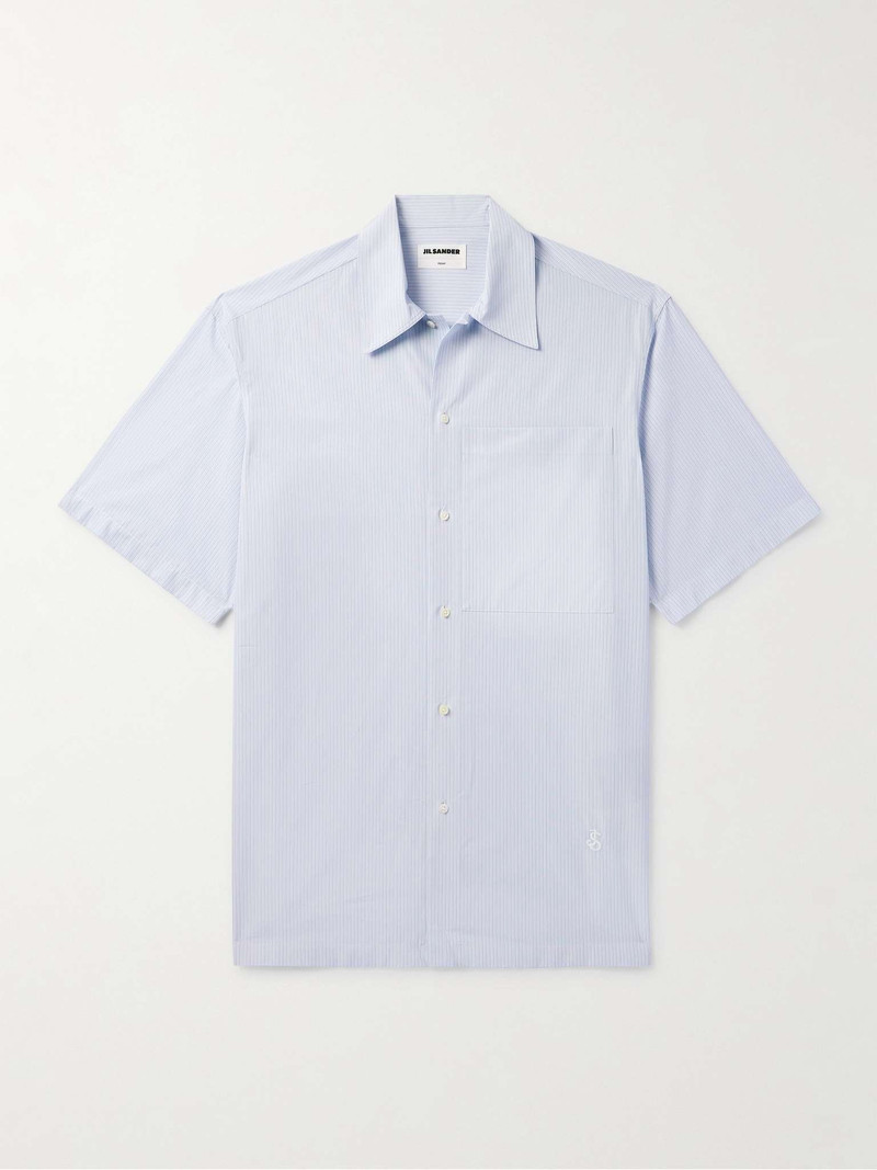 Oversized Logo-Embroidered Striped Cotton-Poplin Shirt - 1