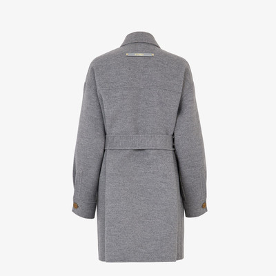 FENDI Gray wool trench coat outlook