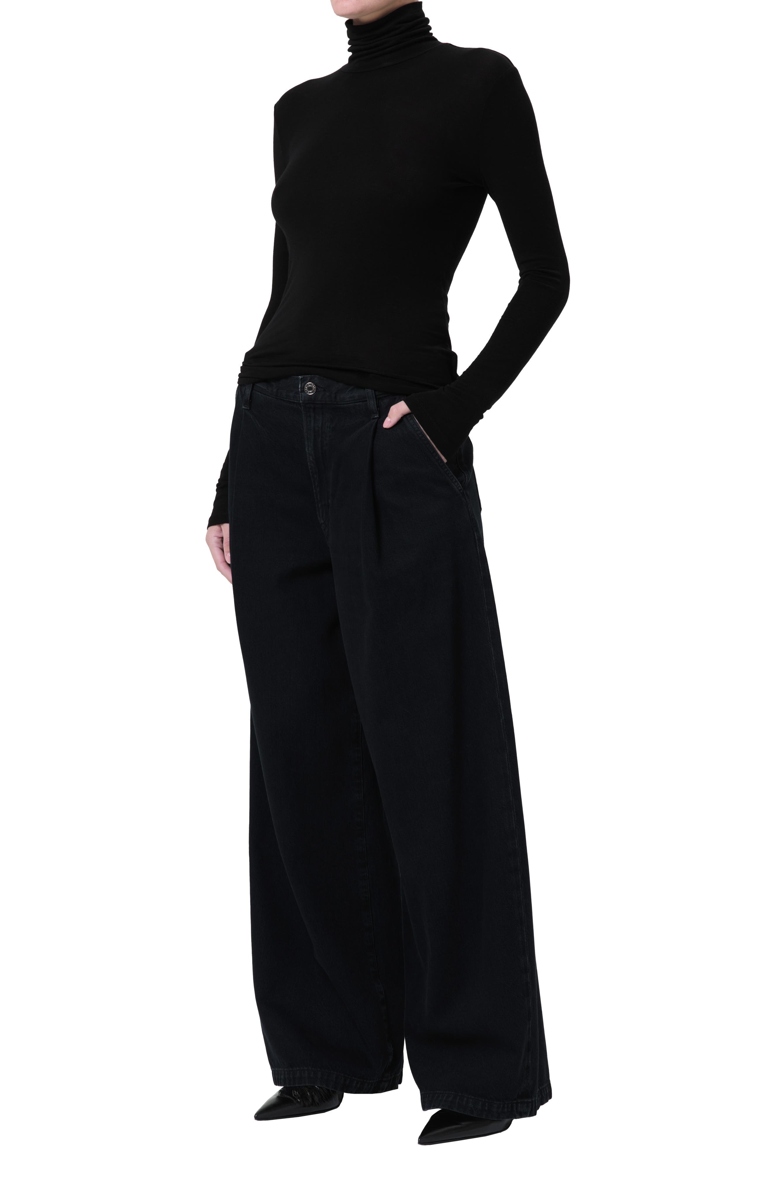 AGOLDE Pascale Rib Turtleneck Top in Black at Nordstrom - 5
