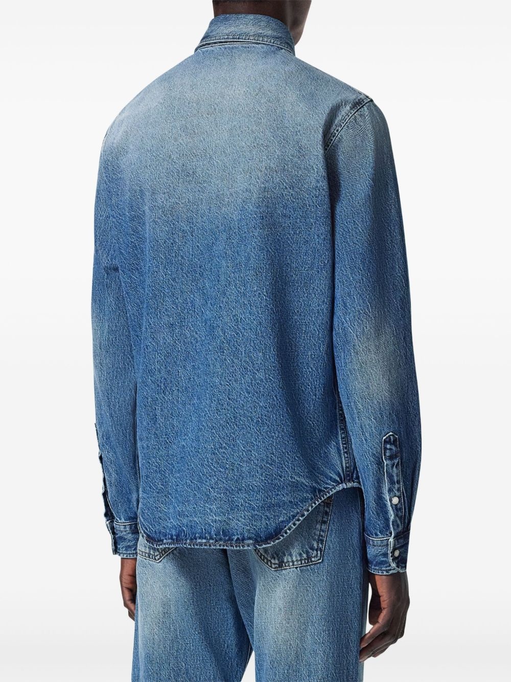 logo-embossed denim shirt - 4