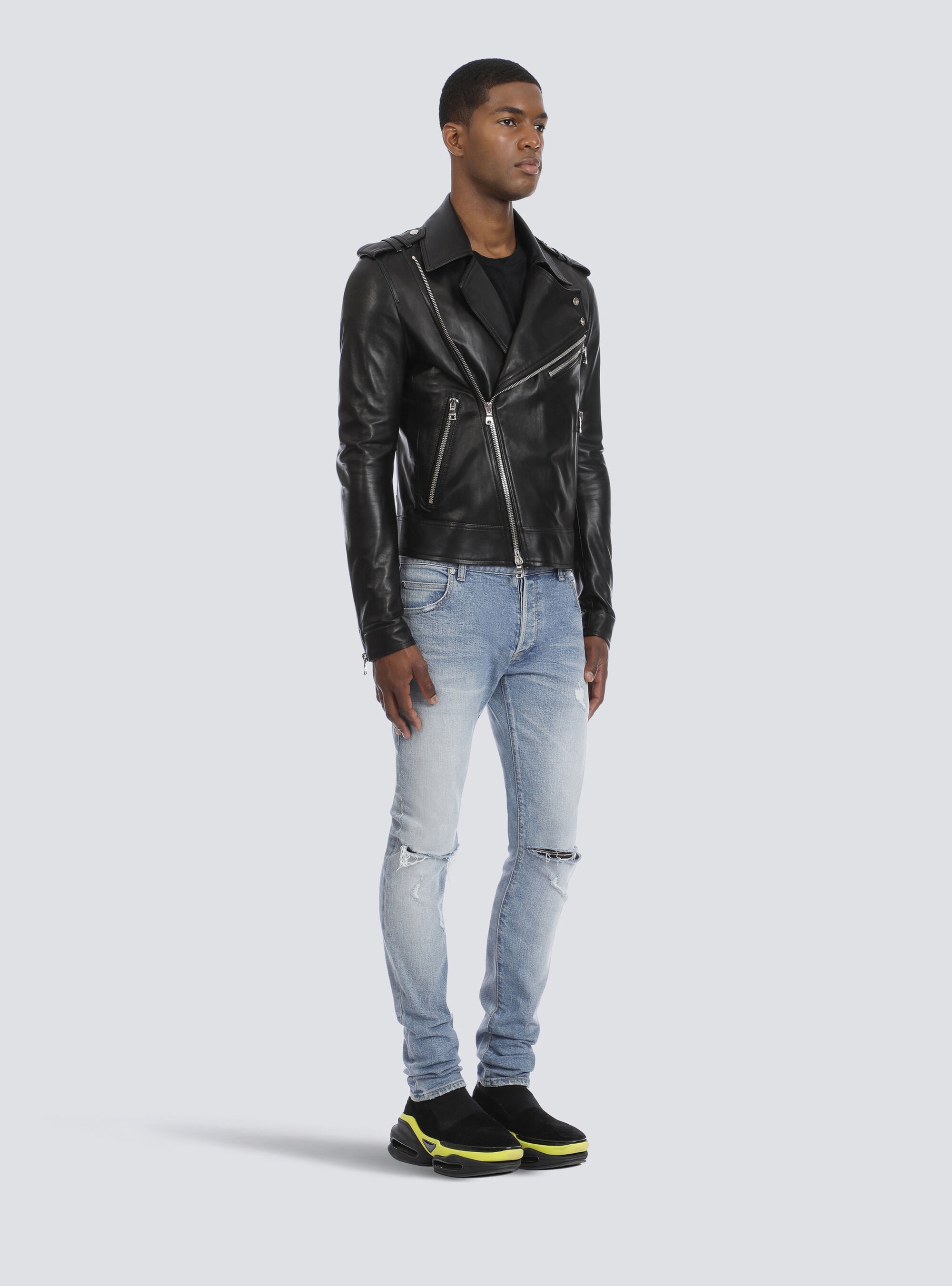 Leather biker jacket - 5