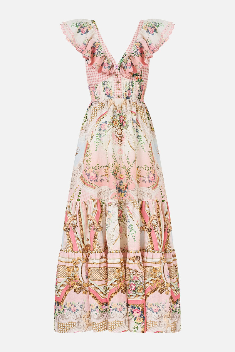 TIERED DRESS WITH NECK FRILL - 1