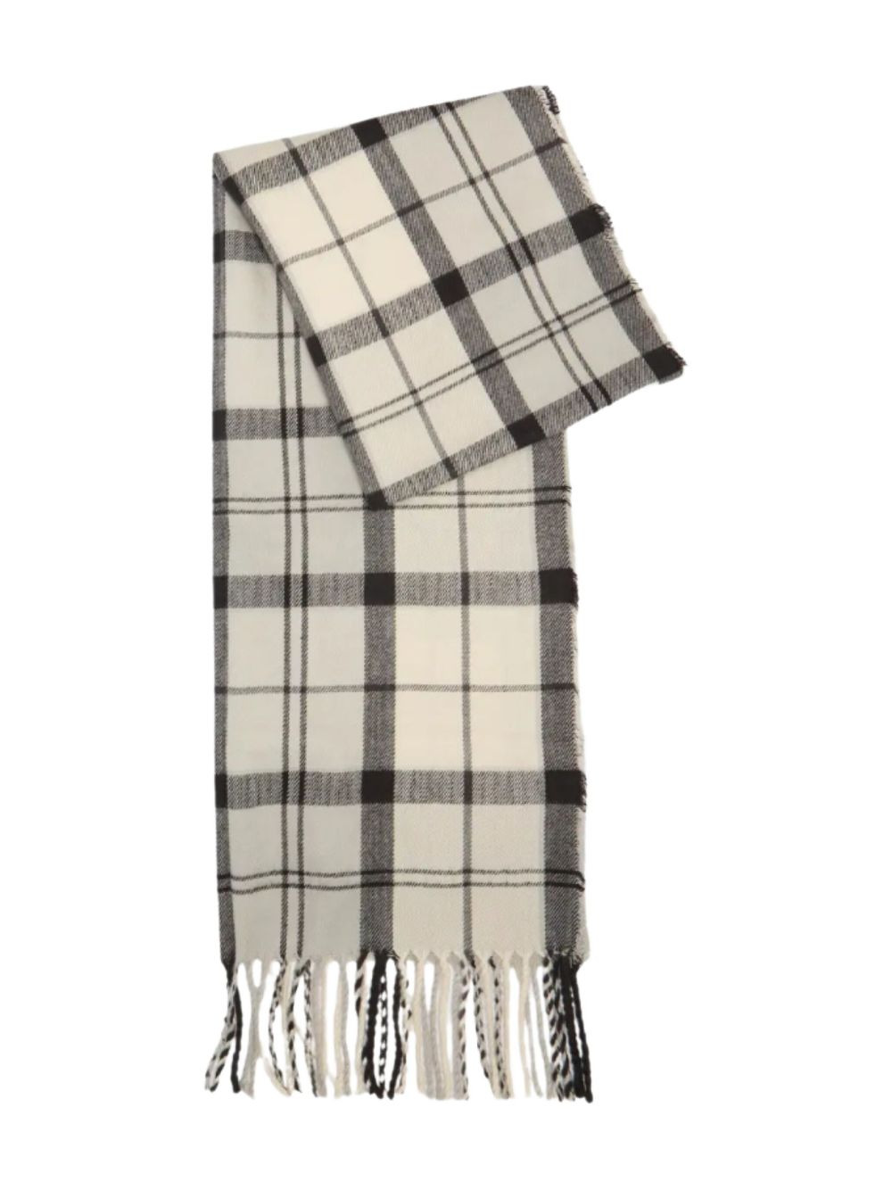 checked fringe-detail scarf set - 4