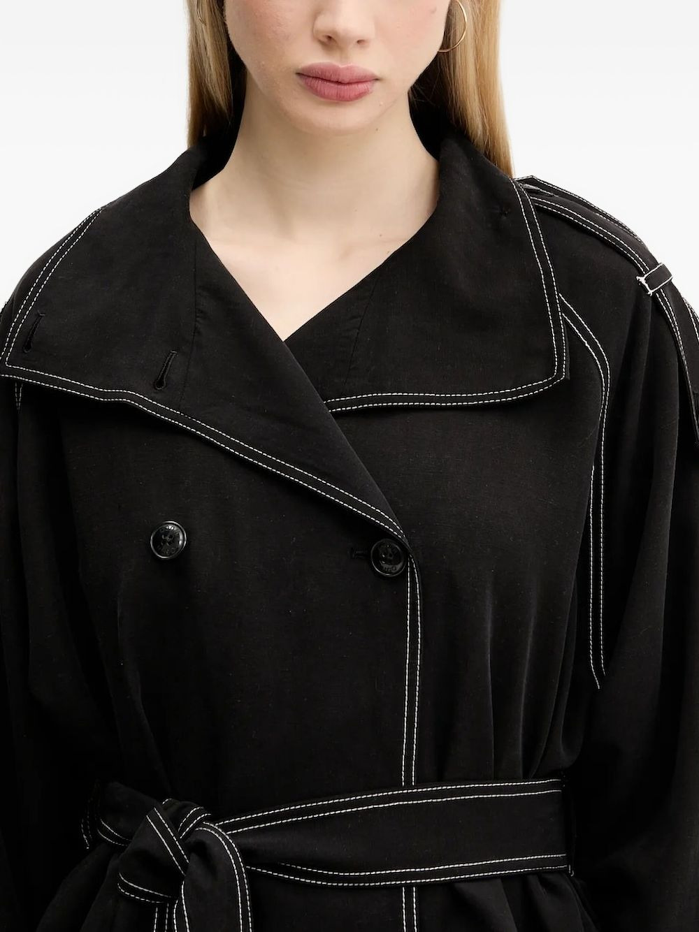 belted double-breasted coat - 3