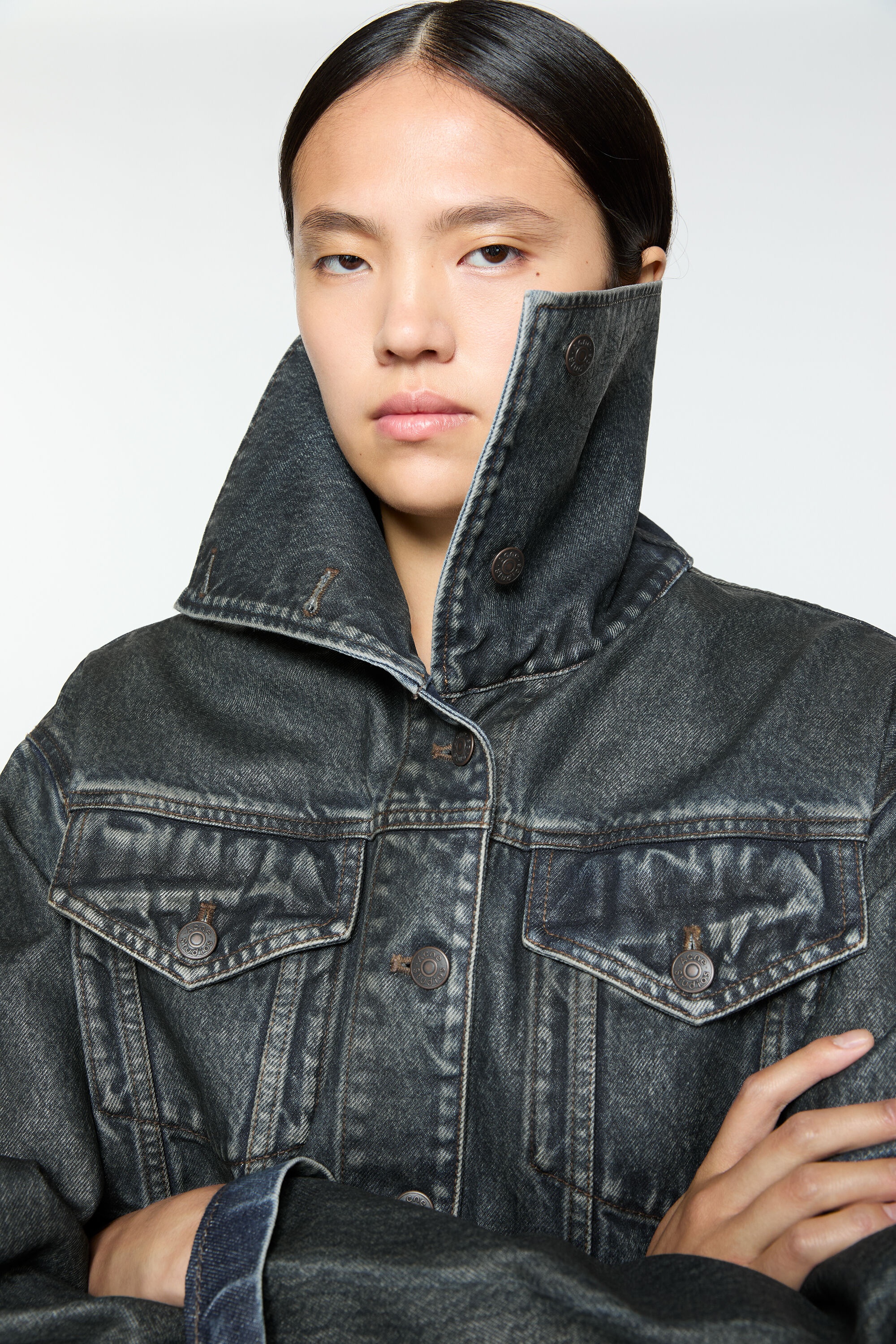 Coated denim jacket - Black/mid blue - 6