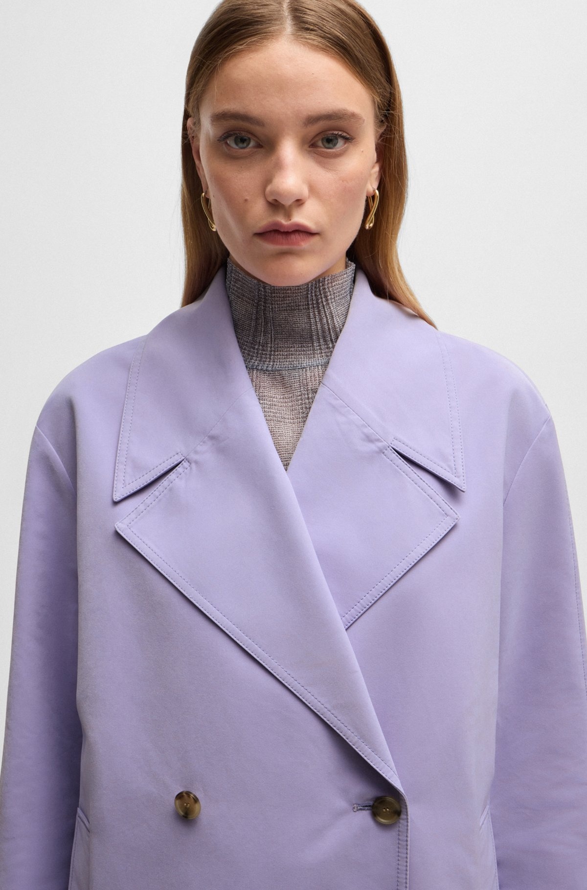 DOUBLE-BREASTED COAT WITH WATER-REPELLENT FINISH - 5