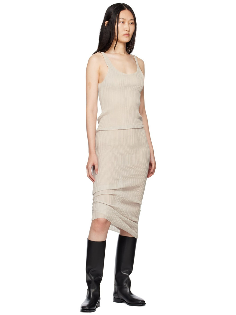 SUBTLE LE NGUYEN Taupe Plissé Tank Maxi Dress outlook