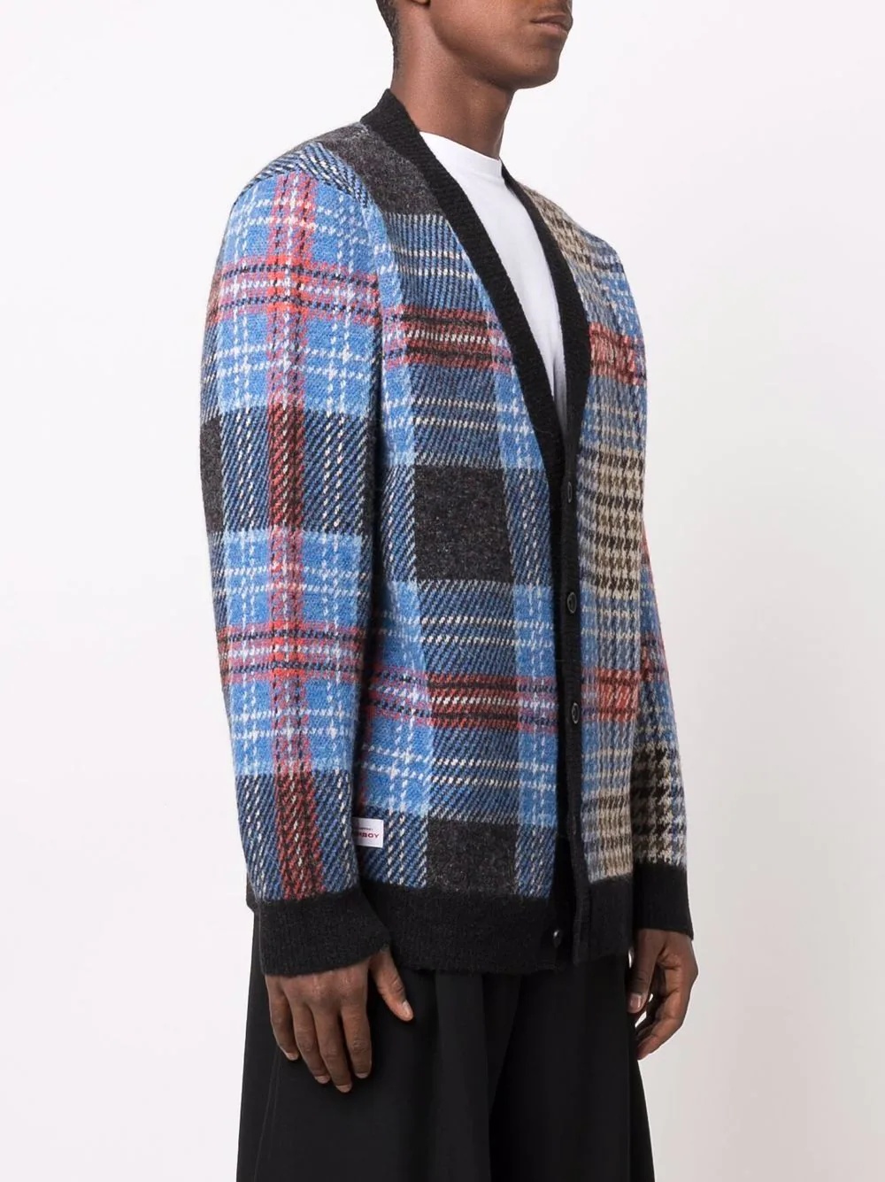 tartan-pattern v-neck cardigan - 4