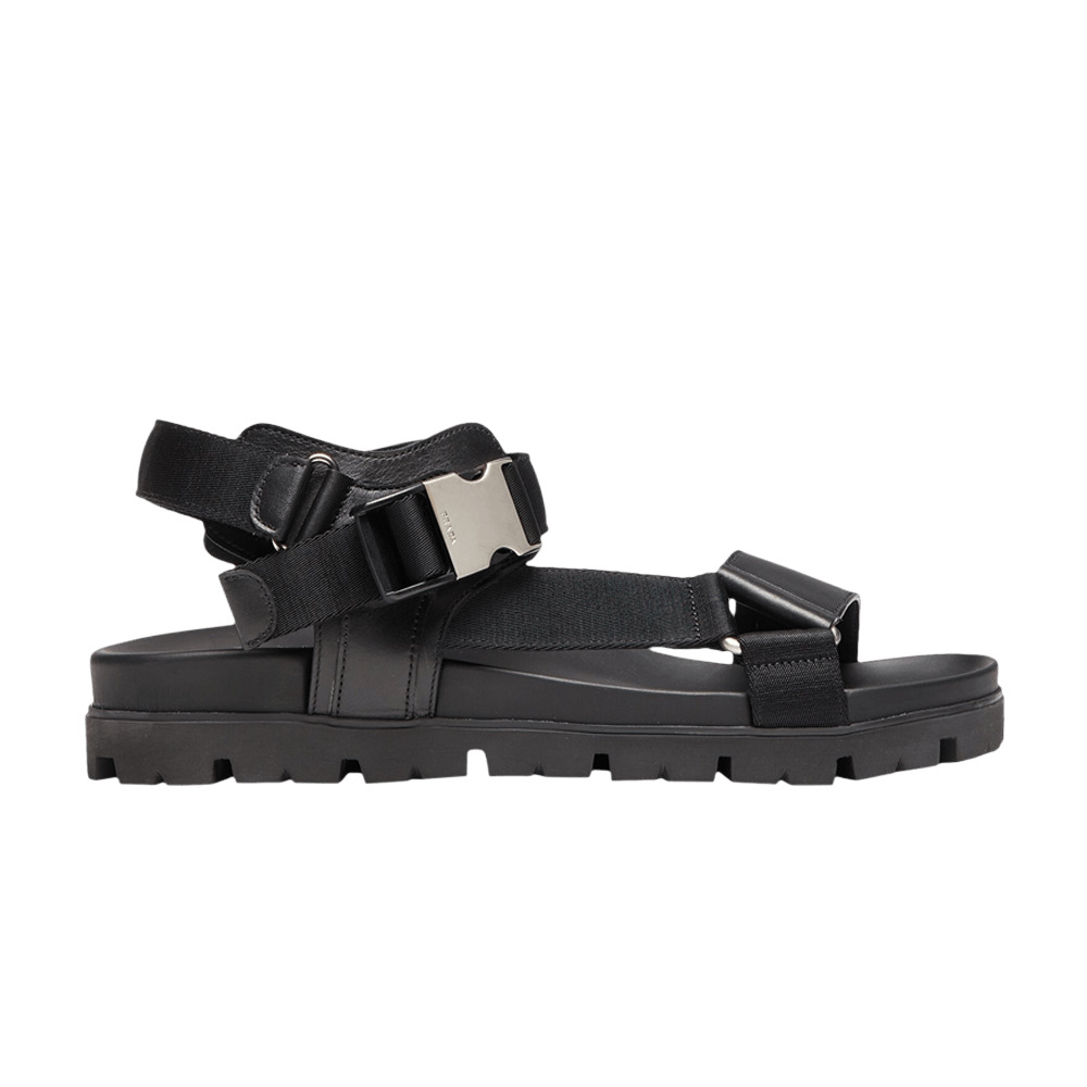 Prada Sporty Leather and Nylon Tape Sandal 'Black' - 1