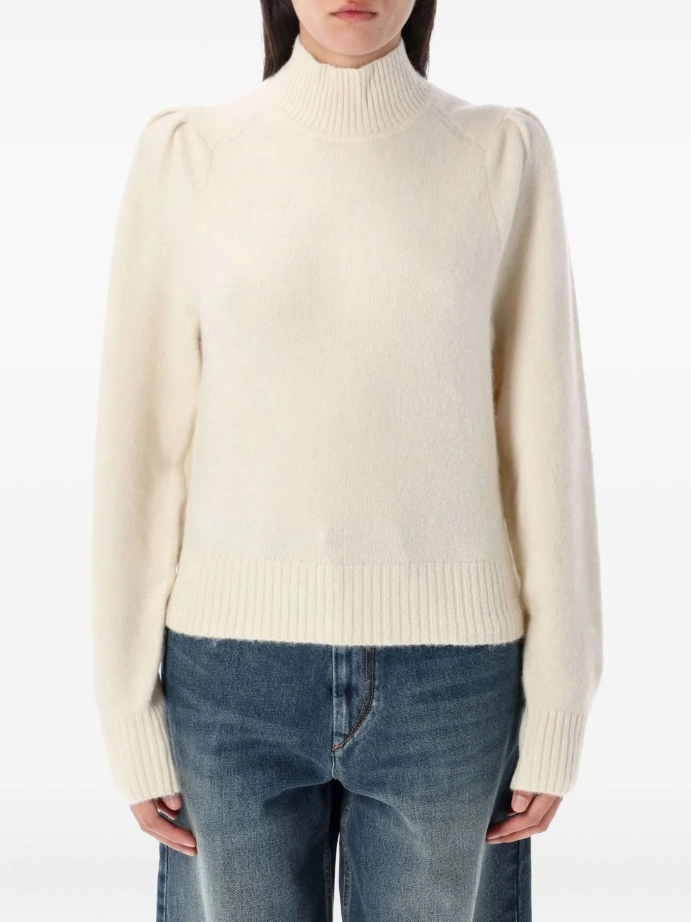 turtleneck puff-shoulder jumper - 1