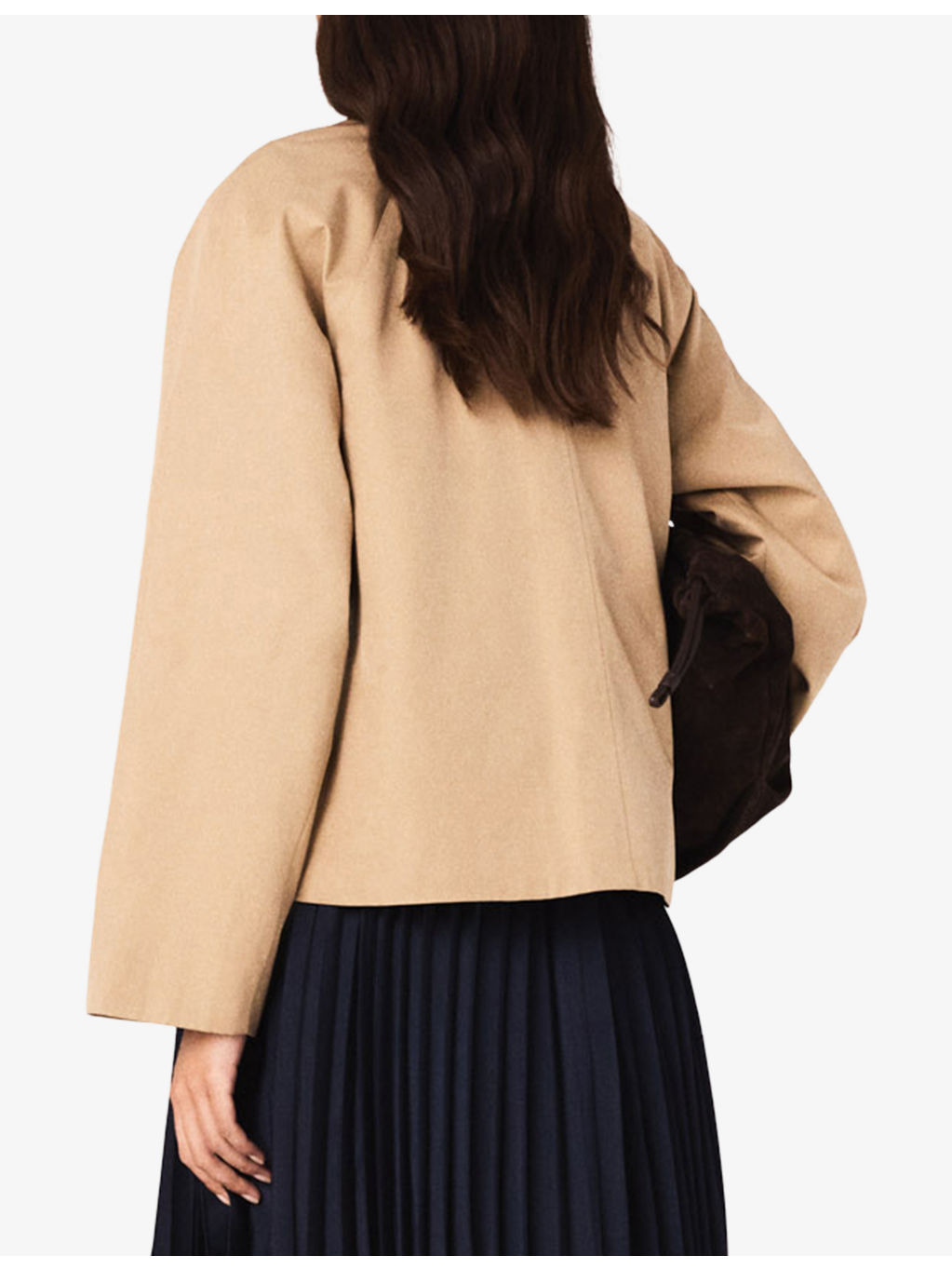 Contrast-Collar Trapeze Cotton-Blend Jacket - 4