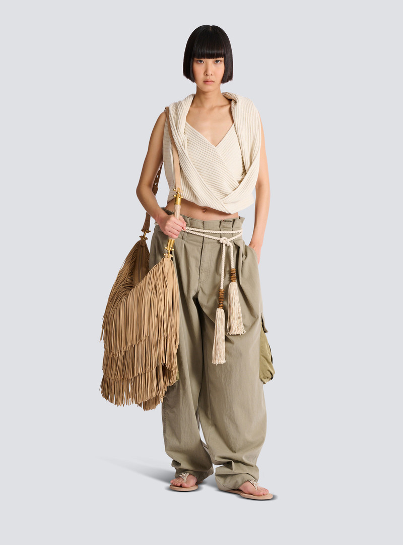 Balmain Cotton twill high-waisted trousers outlook