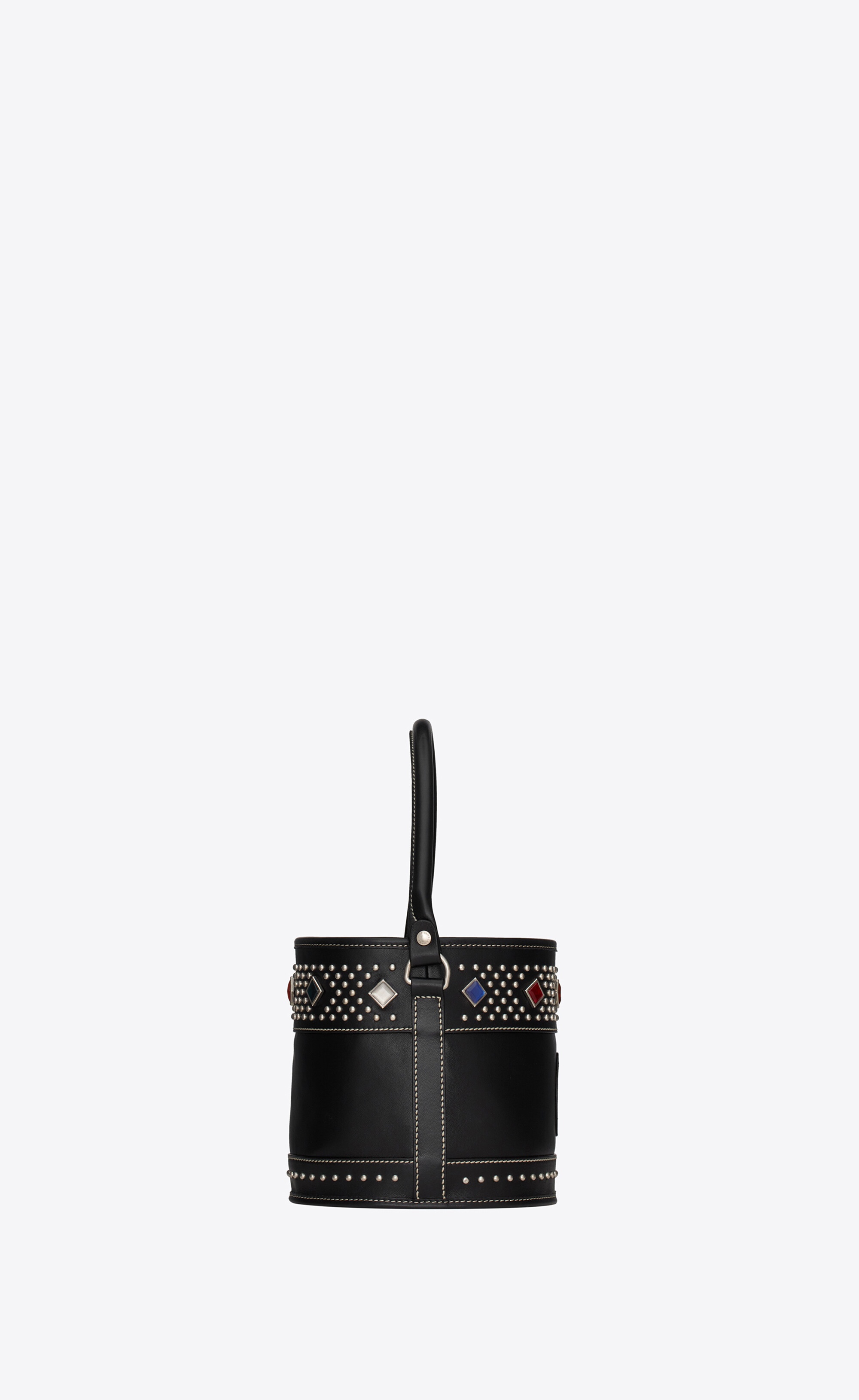 bahia small bucket bag in smooth leather with studs - 4