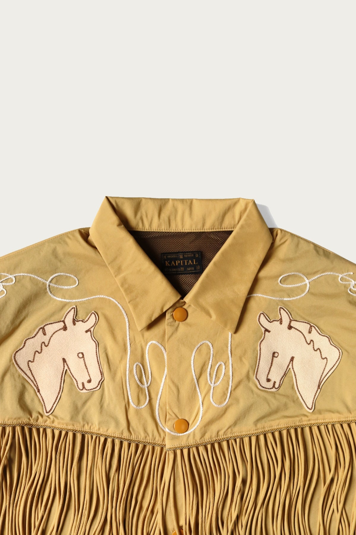 Stretch Nylon Fringed Coach JKT - Mustard - 3