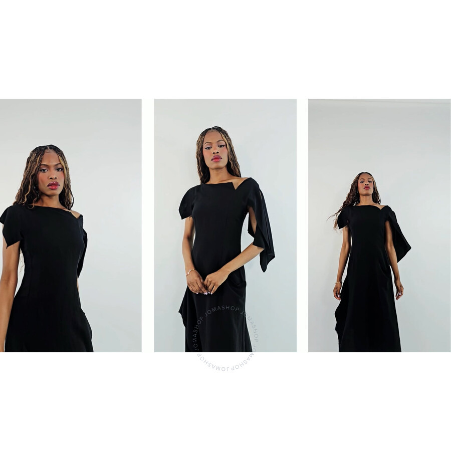 Yohji Yamamoto Black Asymmetric Dress, Brand Size 1 (X-Small) - 7