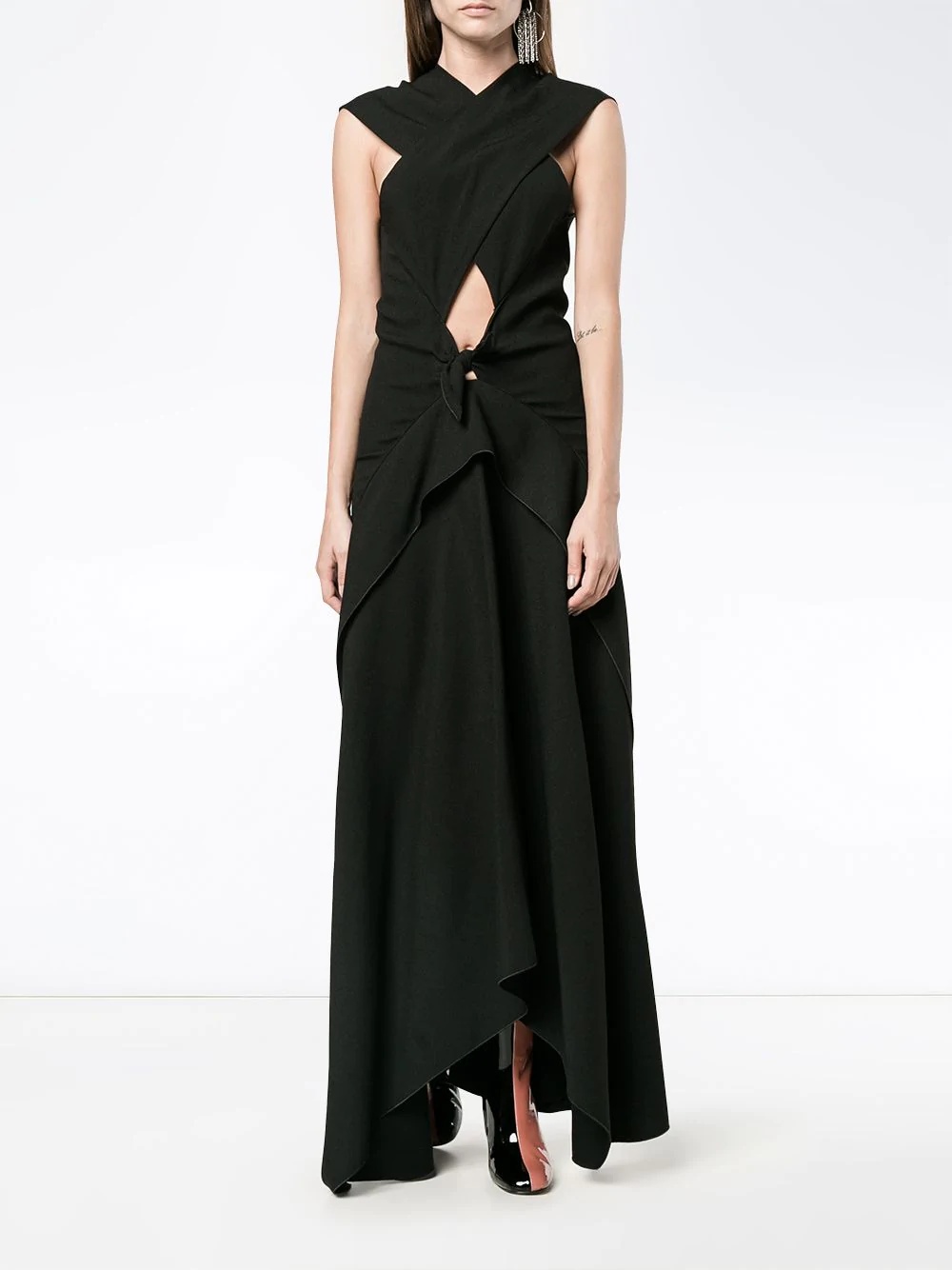 sleeveless cross-over long dress - 3