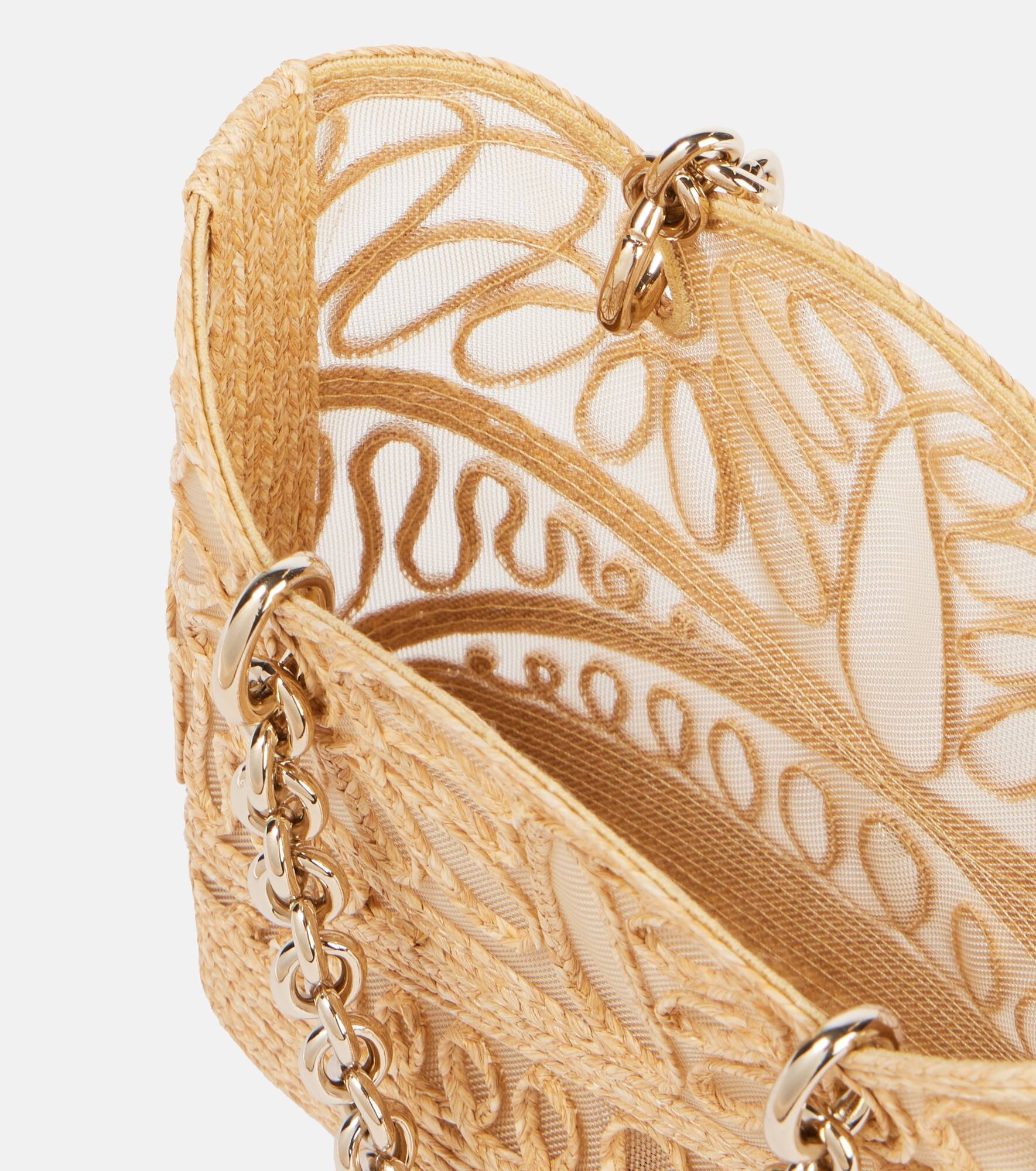 Kahlo Mini logo raffia tote bag - 3