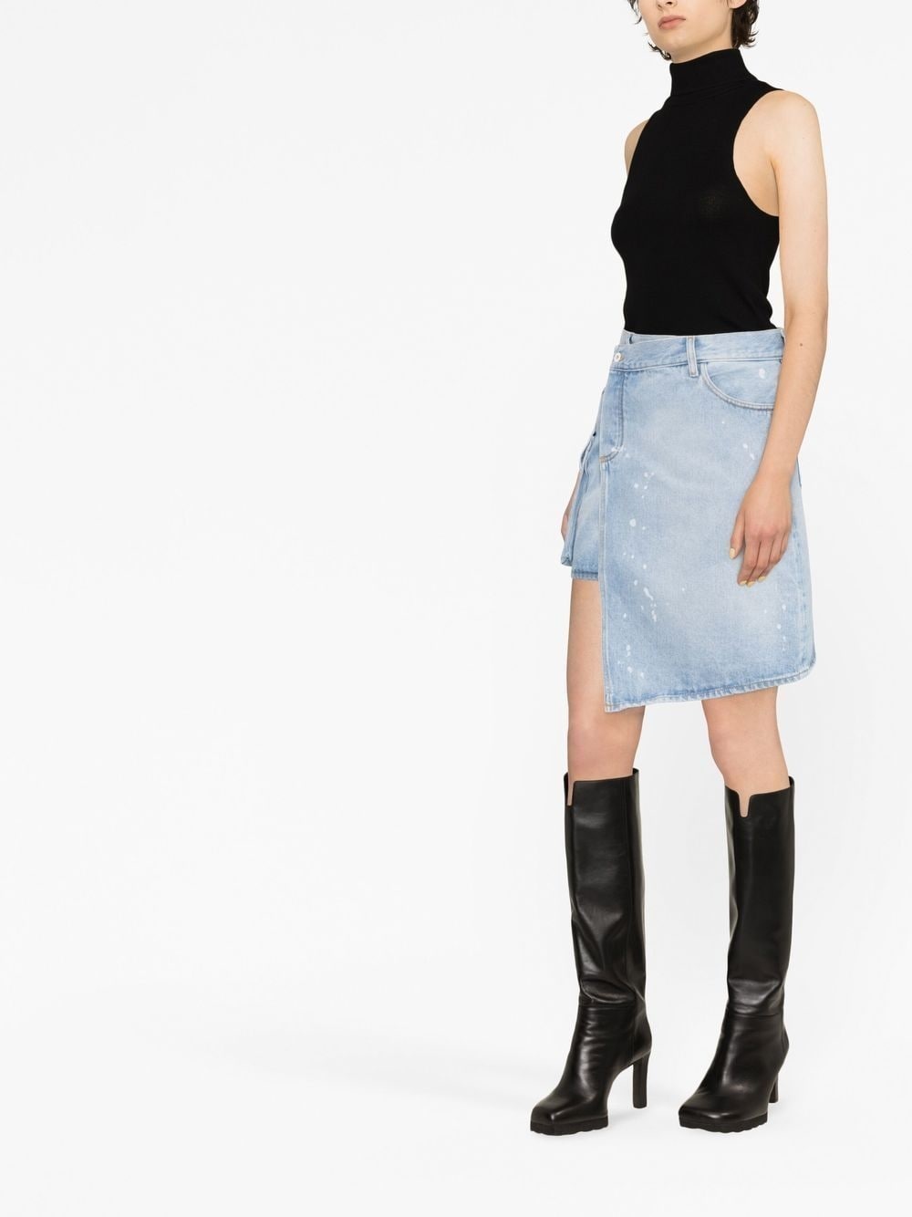 asymmetric denim skirt - 4