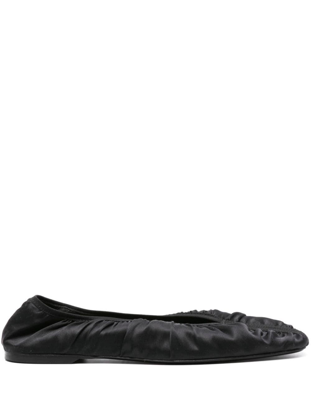 ruched satin ballerina shoes - 1