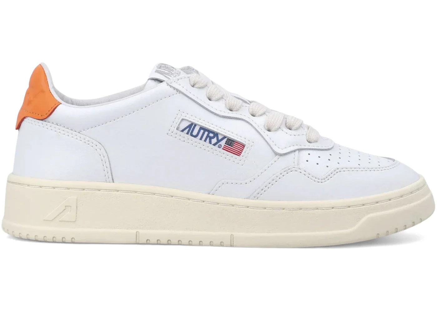 Autry Medalist Leather Low White Parsimmon Orange (Women's) - 1