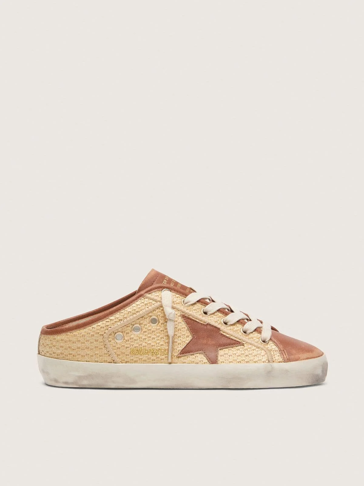 Women’s Super-Star Sabots in raffia with brick-red star - 1