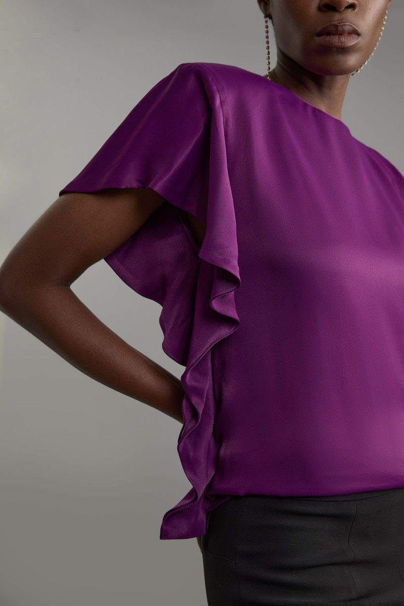 Satin Draped Sleeve Woven Top 3