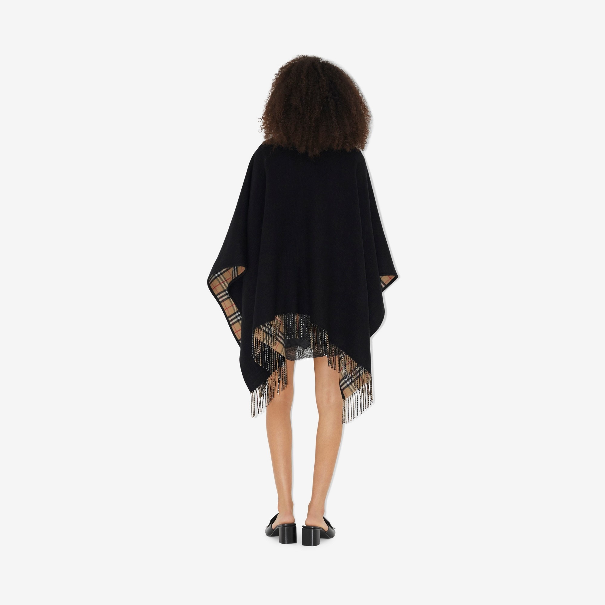 Check Wool Reversible Cape - 4