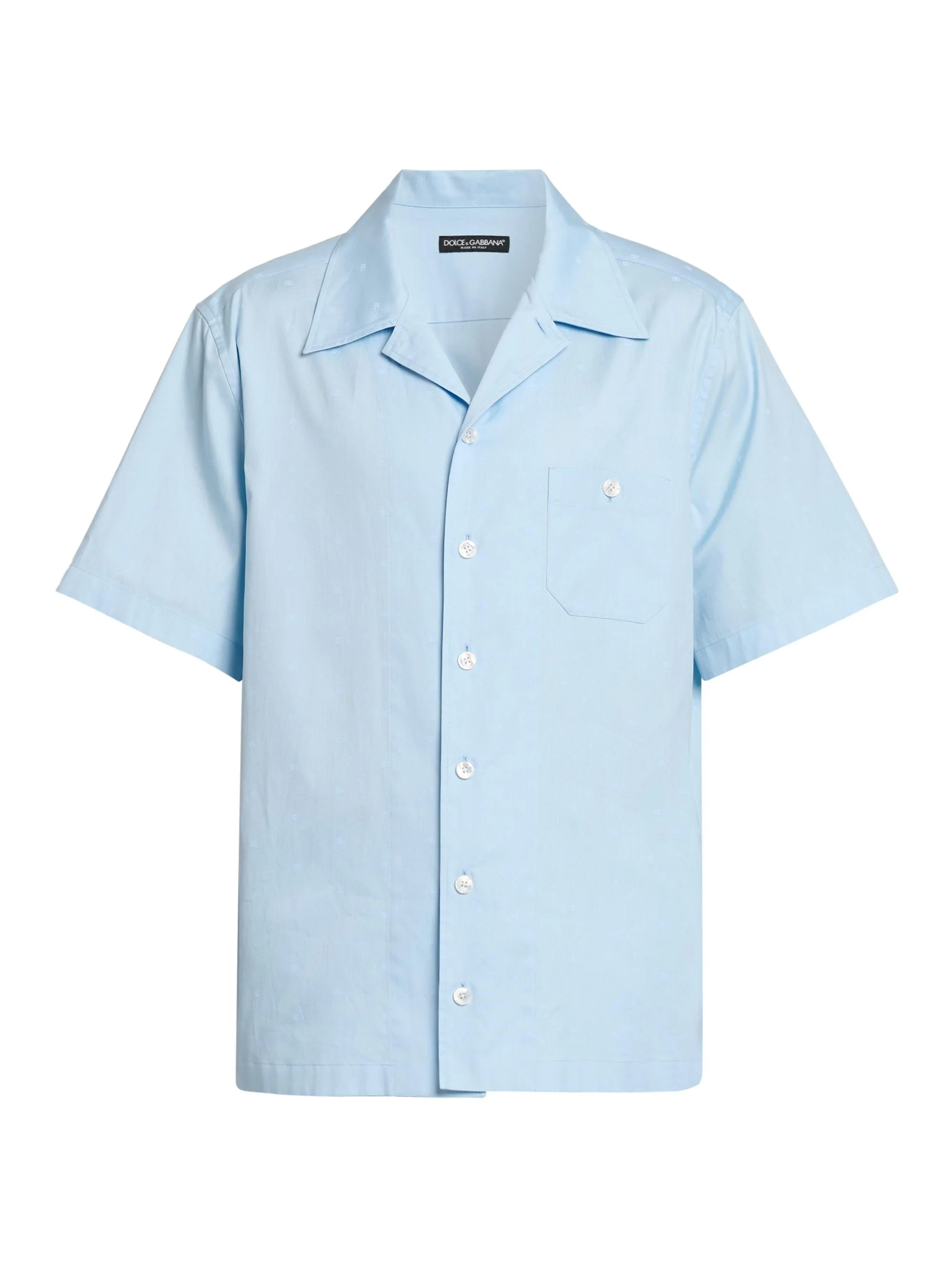 Men's Micro-Logo Cotton Poplin Short-Sleeve Shirt - Dg Piccolo Azzurro - 1