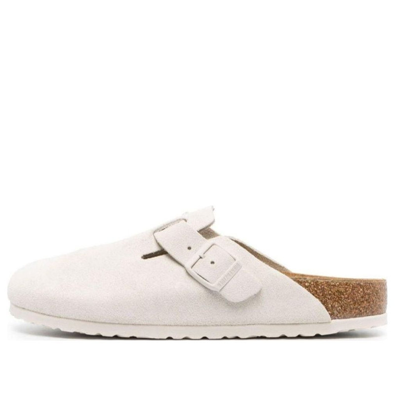 Birkenstock Boston Suede Leather Narrow Fit Sandals 'Antique White' 1024740 1