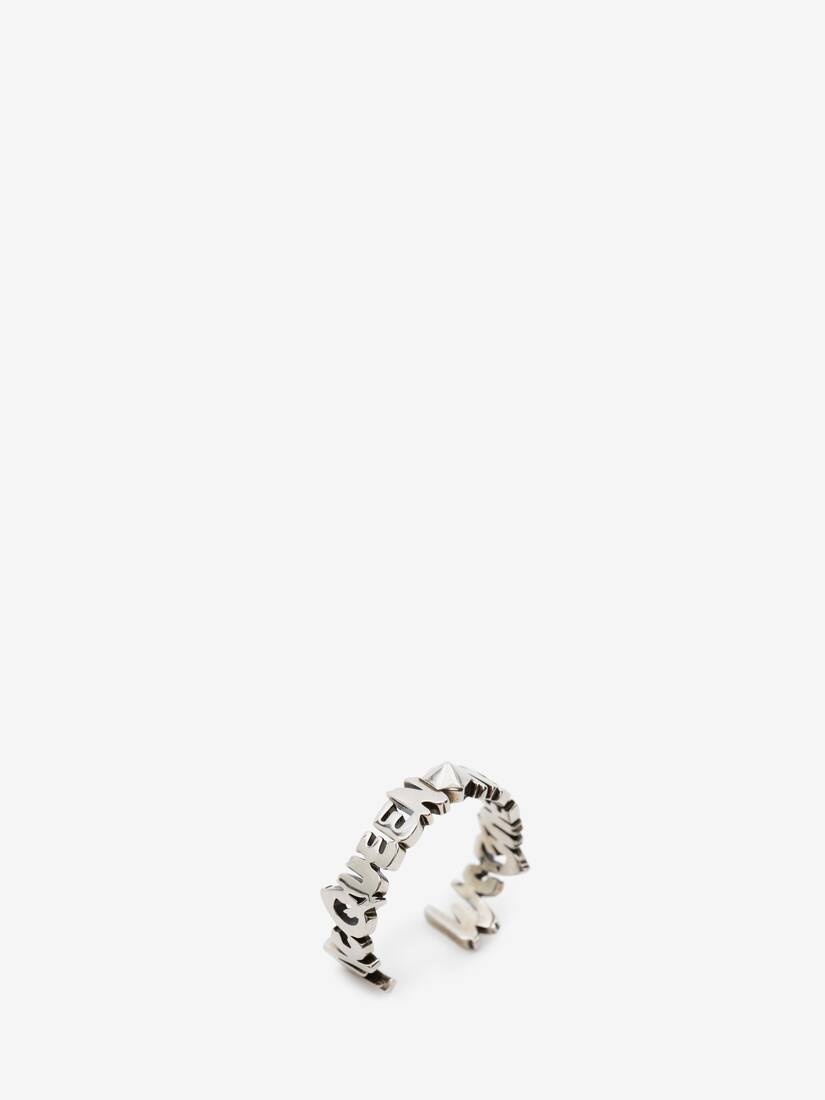 Mcqueen Graffiti Cut-out Band Ring in Antique Silver - 2