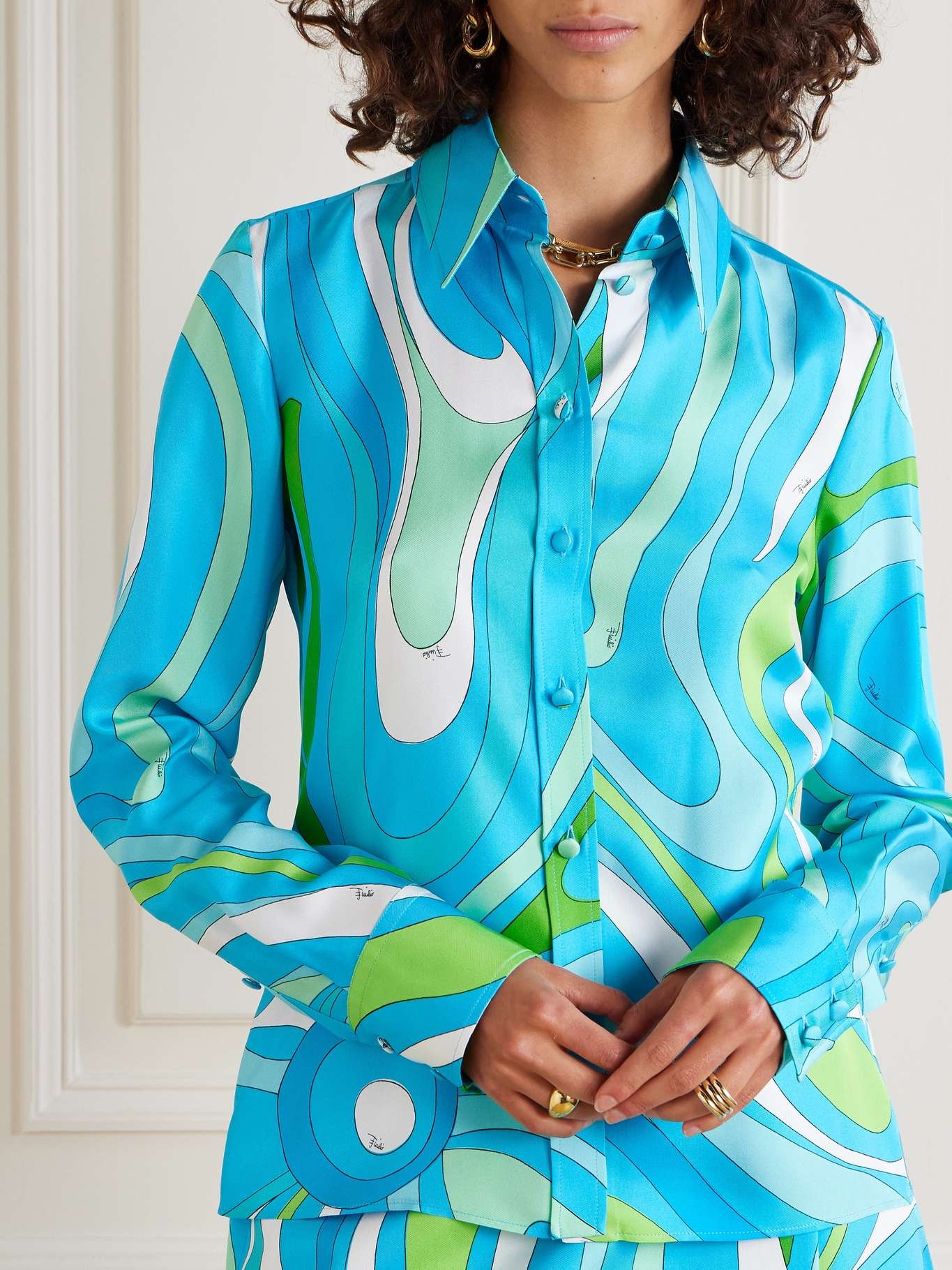 Printed silk-twill shirt - 3