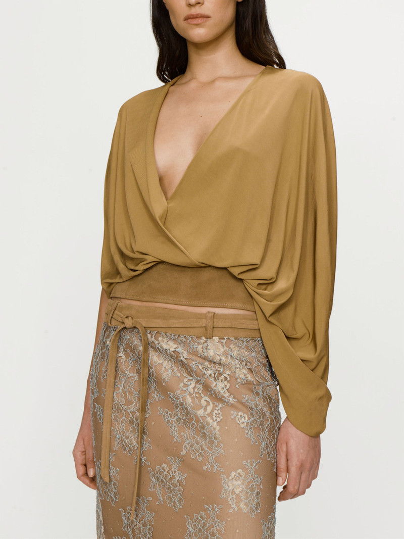 Sépienne Lace Belted Suede Skirt 3