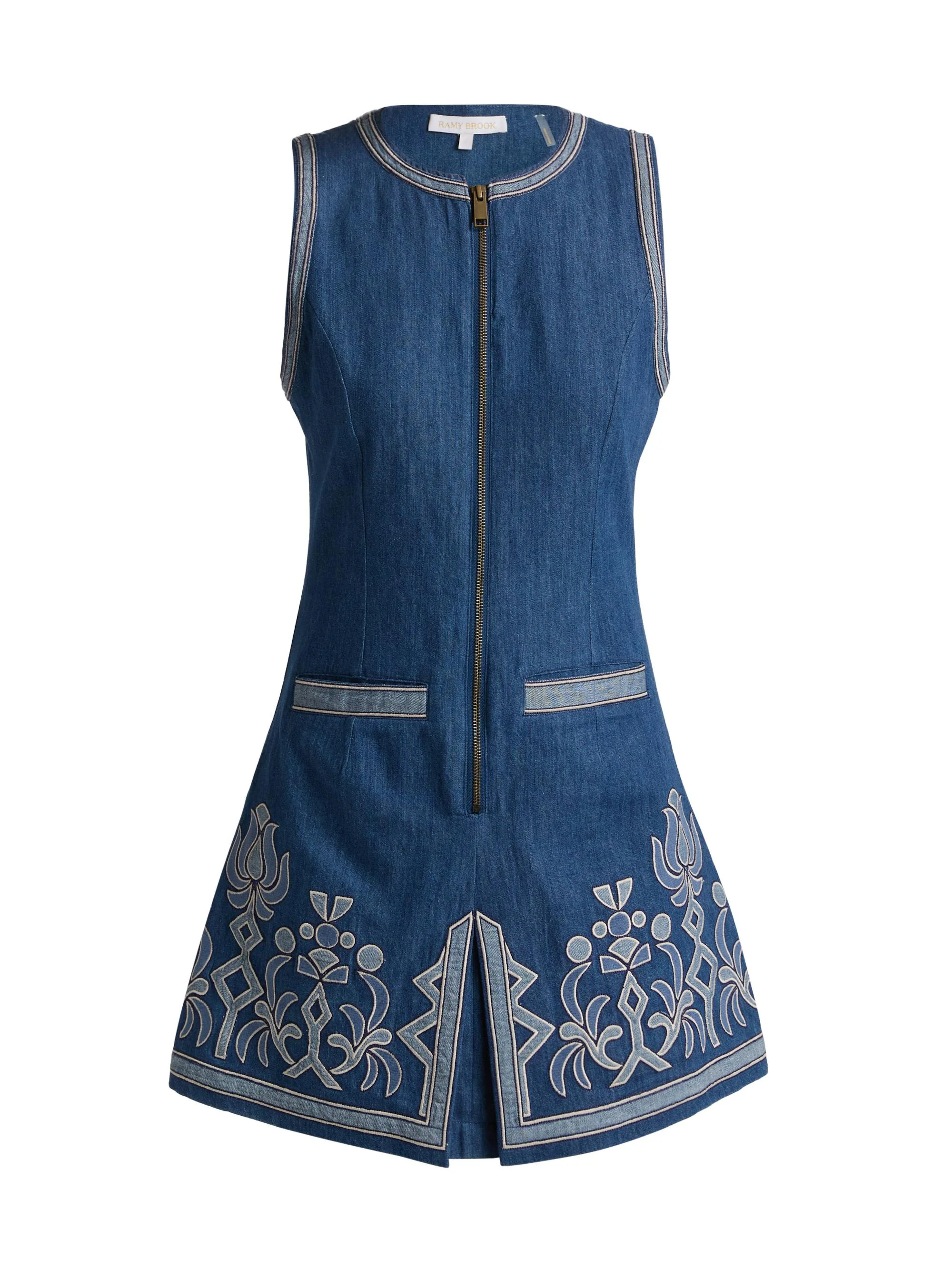 Women's Paulina Geometric Floral-Embroidered Denim Minidress - Tonal Embroidered Denim - 1