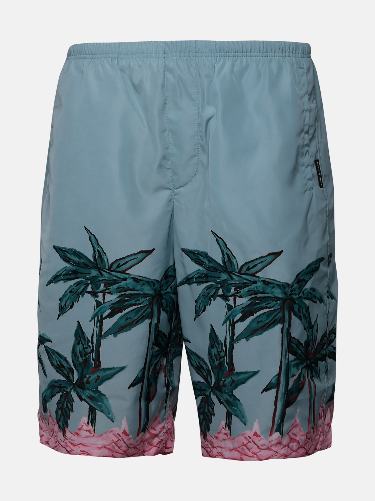Light blue polyester bermuda shorts - 1