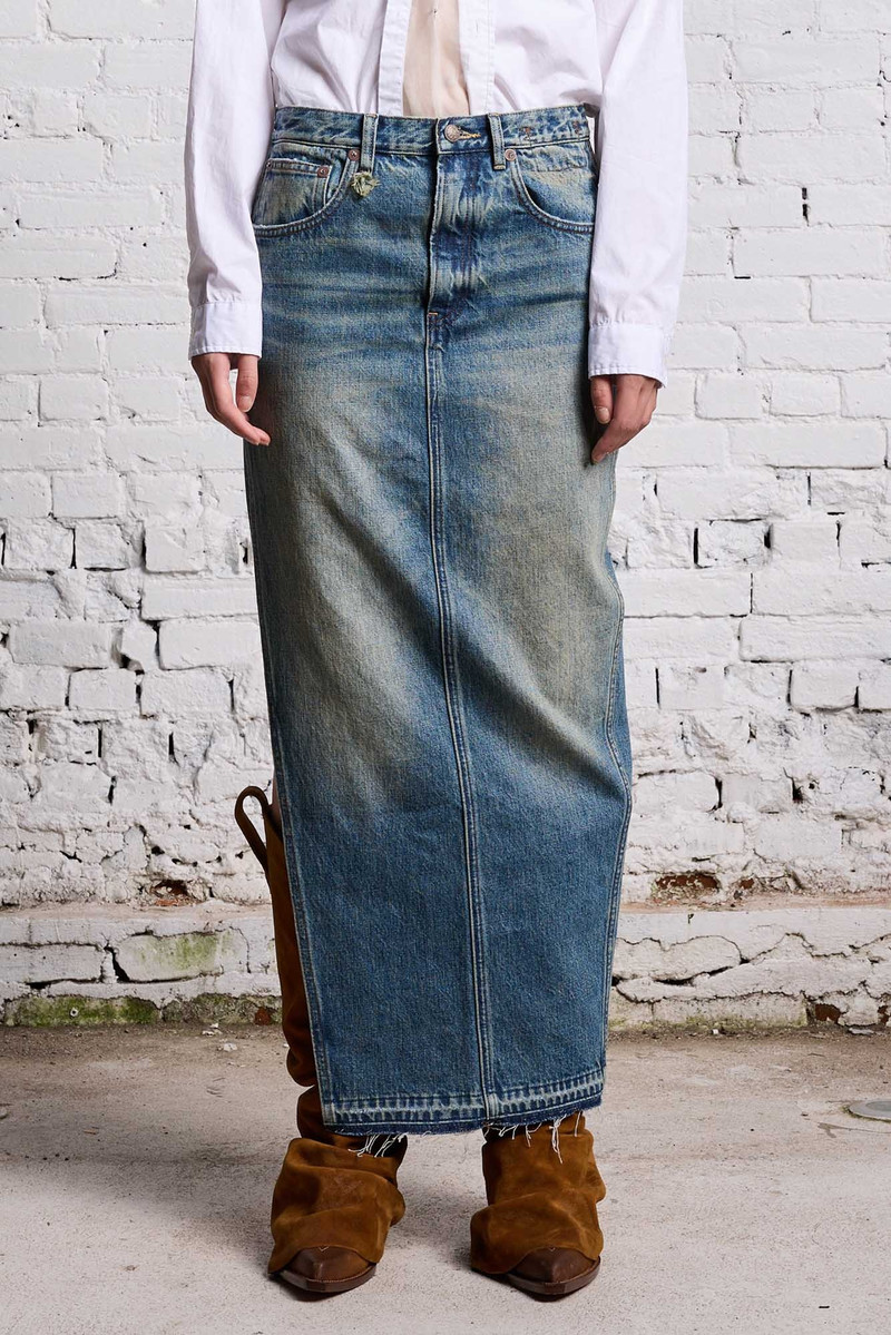 DEVON SIDE SLIT SKIRT - CLINTON BLUE 4