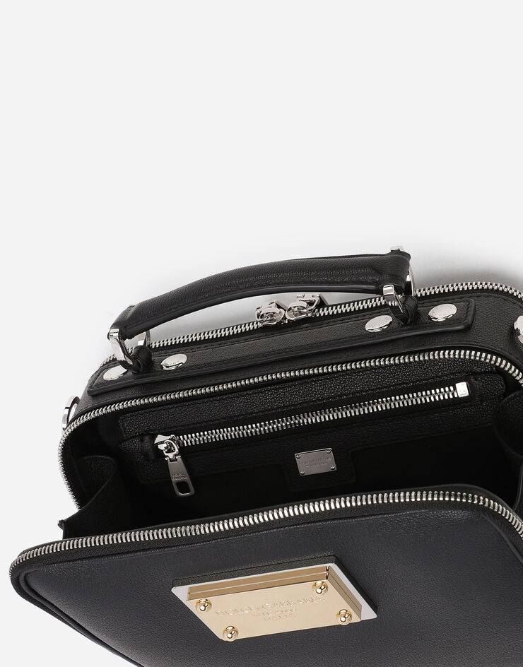 Grainy calfskin and nylon crossbody bag - 4