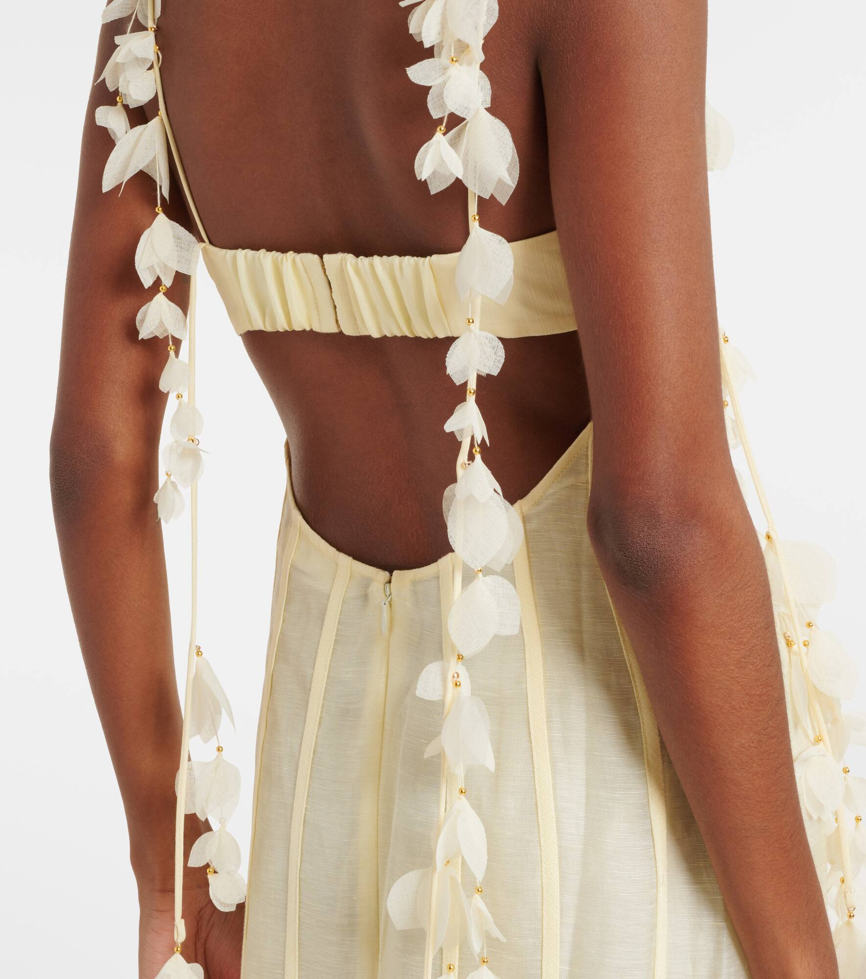Dawning linen and silk midi dress - 6