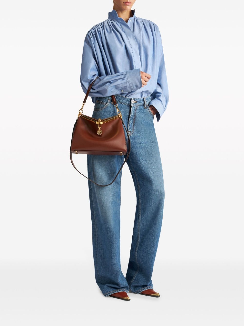 Pegaso-embroidered wide-leg jeans - 2