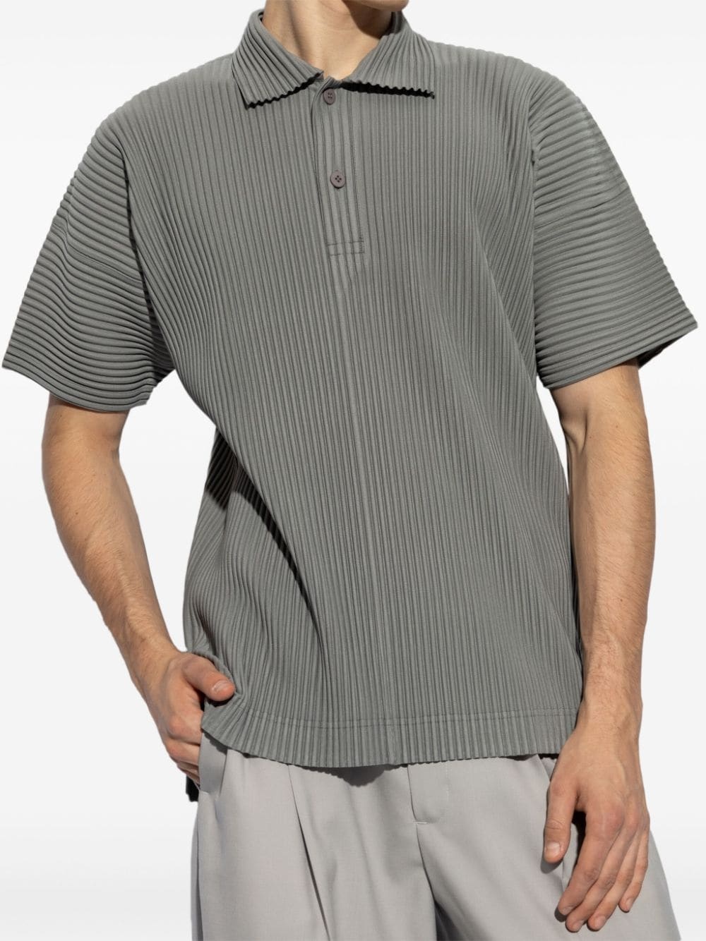short-sleeve plissé polo shirt - 3