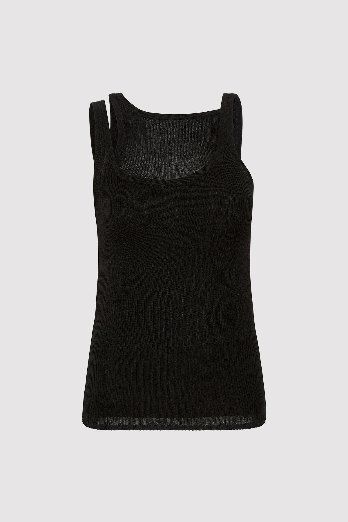 Double Layer Knit Singlet - Black - 5