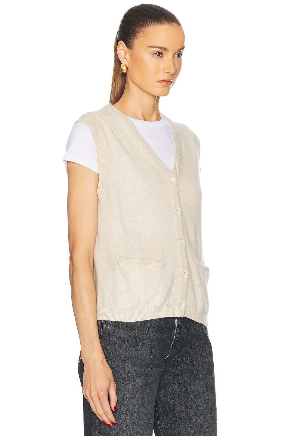 Elton Cashmere Cardigan Vest - 3